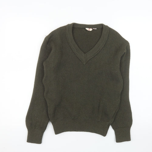 Fabre Granier Men’s Green Wool V-Neck Jumper Size S
