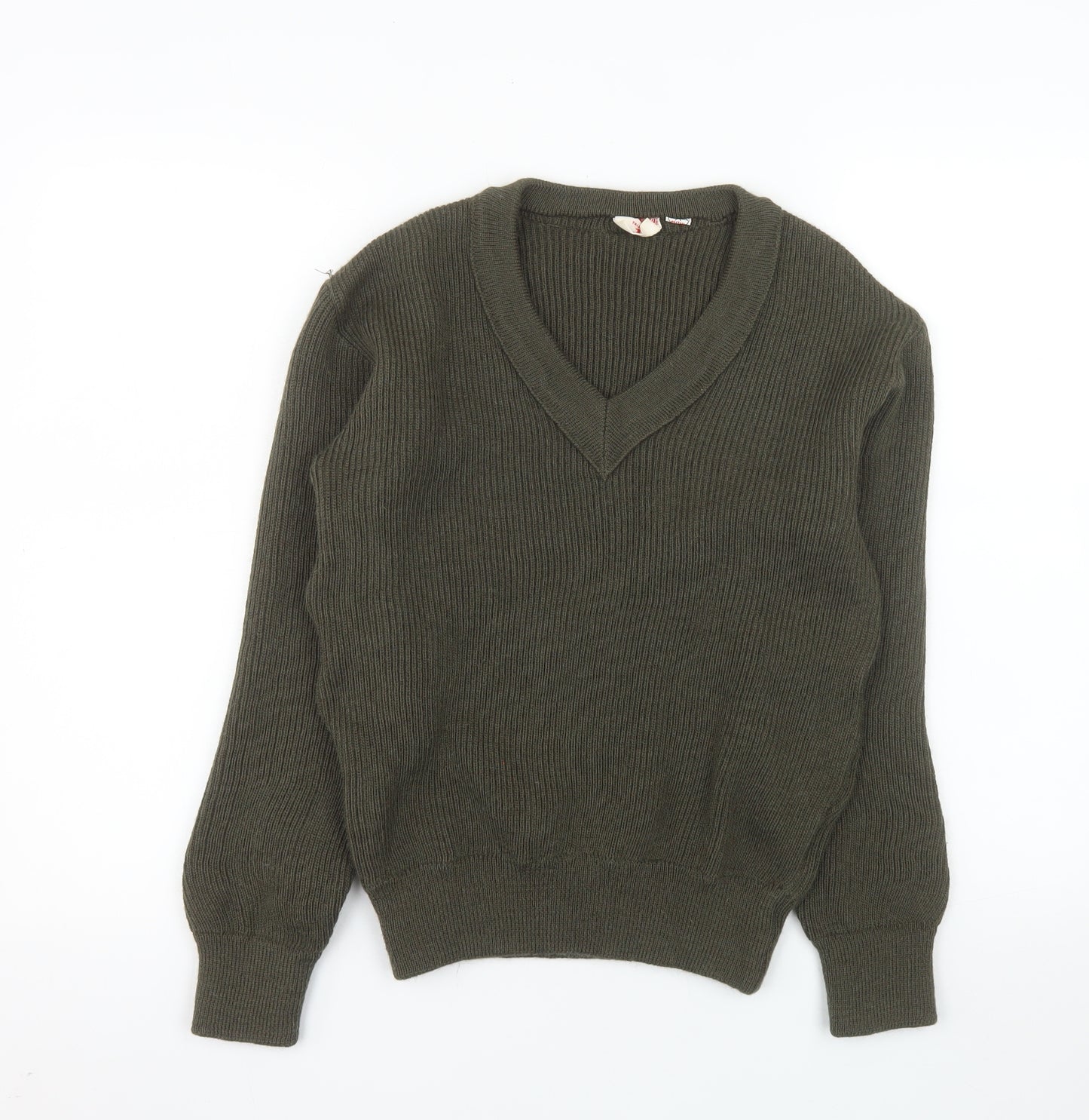 Fabre Granier Men’s Green Wool V-Neck Jumper Size S