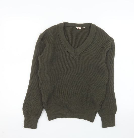 Fabre Granier Men’s Green Wool V-Neck Jumper Size S