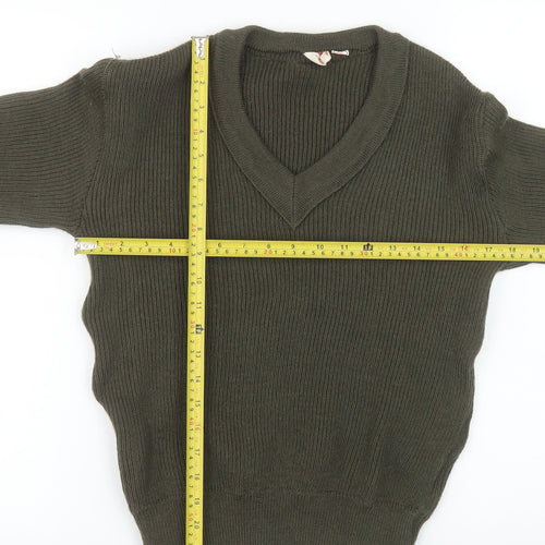 Fabre Granier Men’s Green Wool V-Neck Jumper Size S