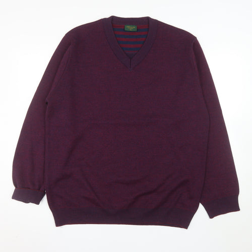 Swallow Men’s Purple Wool Blend V-Neck Classic 2XL Jumper