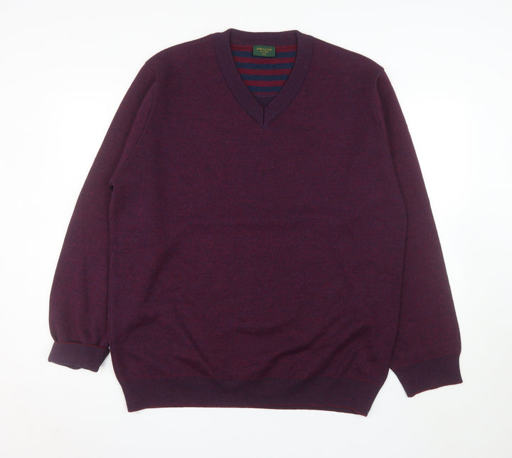 Swallow Men’s Purple Wool Blend V-Neck Classic 2XL Jumper