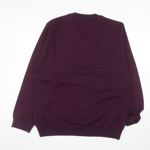 Swallow Men’s Purple Wool Blend V-Neck Classic 2XL Jumper