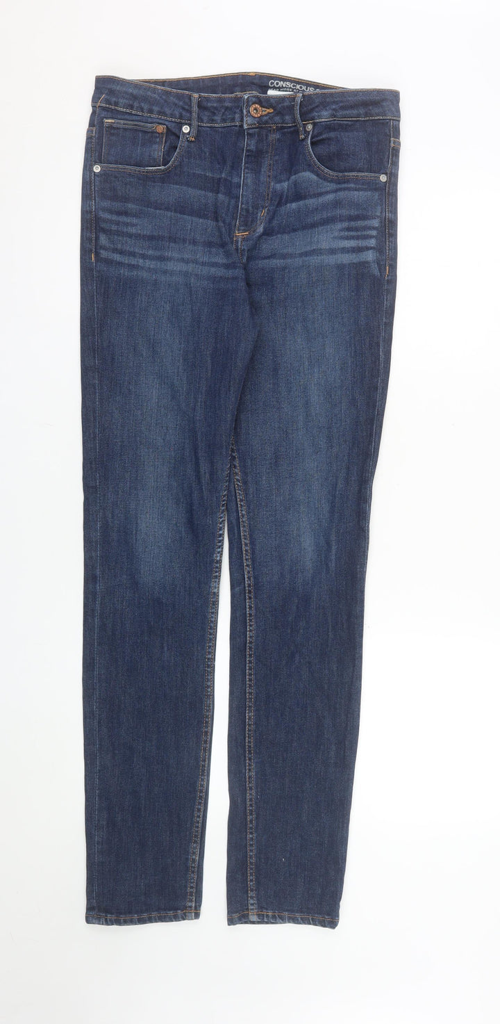 H&M Men Blue Straight Fit Jeans 31x32 Regular Denim High Waist