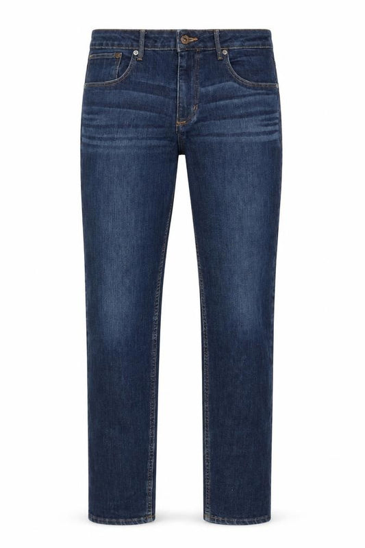Front view of H&M Men Blue Straight Fit Jeans 31x32 Regular Denim High Waist