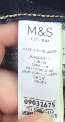 Marks and Spencer Women's Blue Skinny Stretch Jeans Size 12 Short