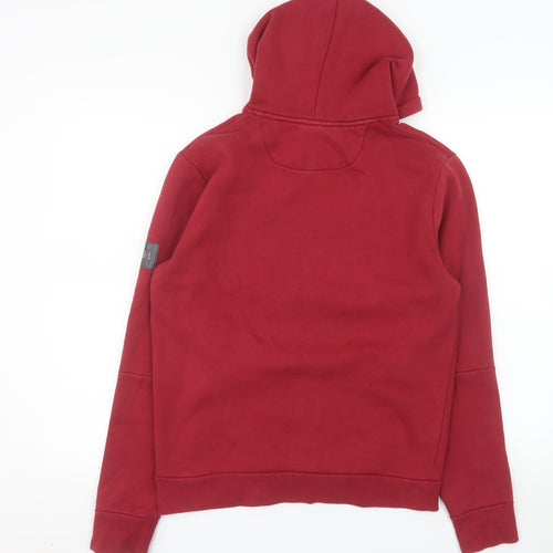 Diesel Men's Red Pullover Hoodie XS Logo Cotton Blend