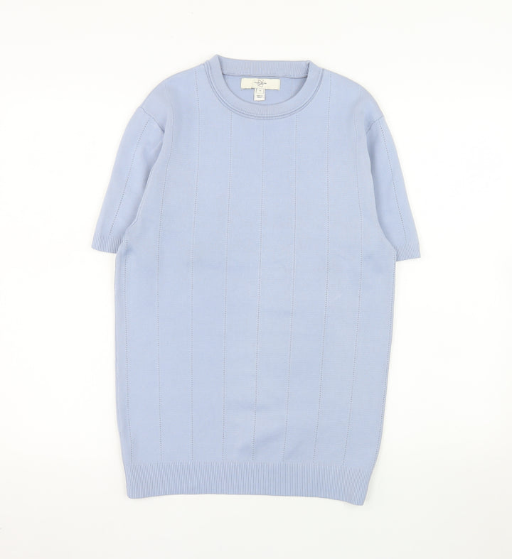 River Island Men’s Blue Short Sleeve Crew Neck Knit Pullover Jumper M
