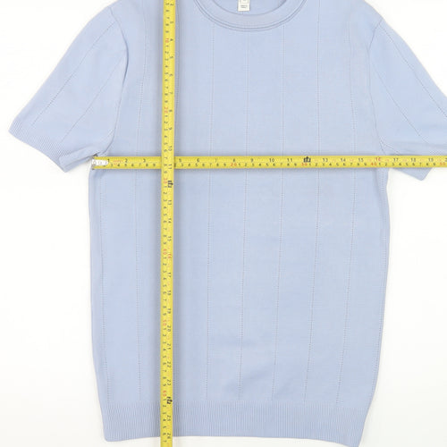 River Island Men’s Blue Short Sleeve Crew Neck Knit Pullover Jumper M
