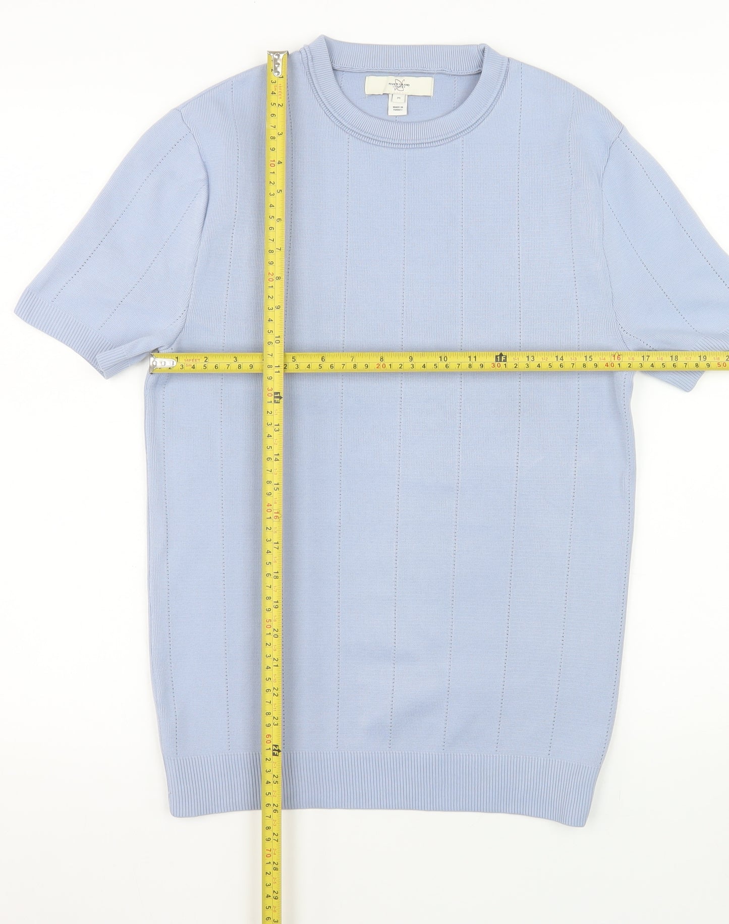 River Island Men’s Blue Short Sleeve Crew Neck Knit Pullover Jumper M