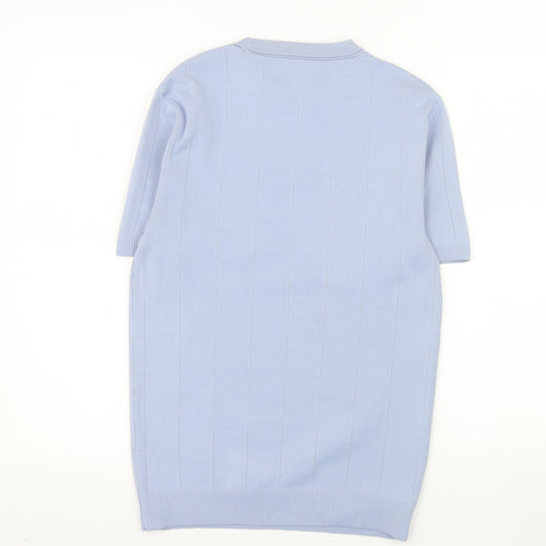 River Island Men’s Blue Short Sleeve Crew Neck Knit Pullover Jumper M