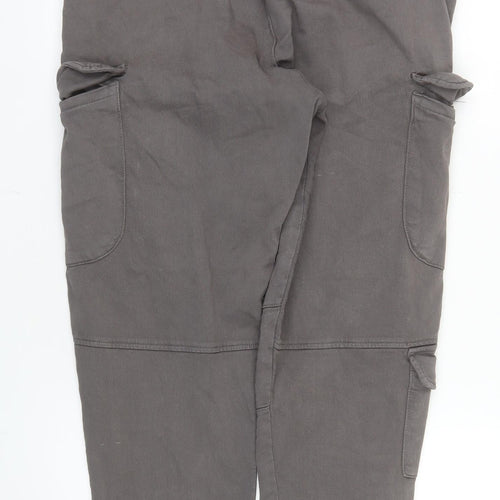 Bershka Men’s Grey Cargo Jogger Trousers Size M Elastic Waist