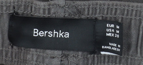 Bershka Men’s Grey Cargo Jogger Trousers Size M Elastic Waist