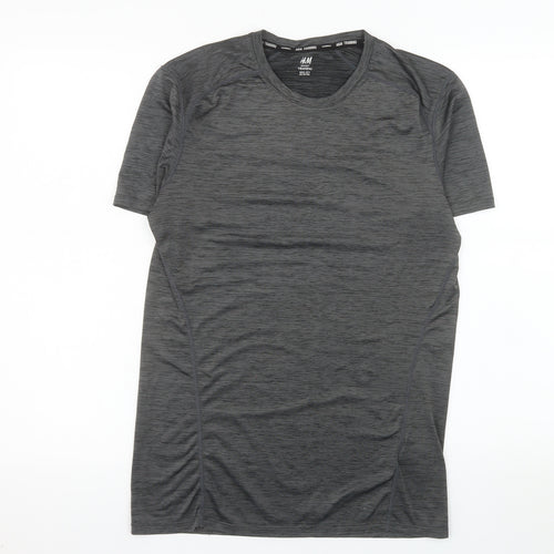 H&M Men Grey Short Sleeve Training T-Shirt Size S Slim Fit