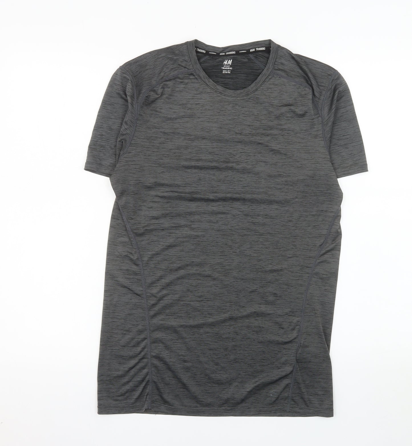 H&M Men Grey Short Sleeve Training T-Shirt Size S Slim Fit