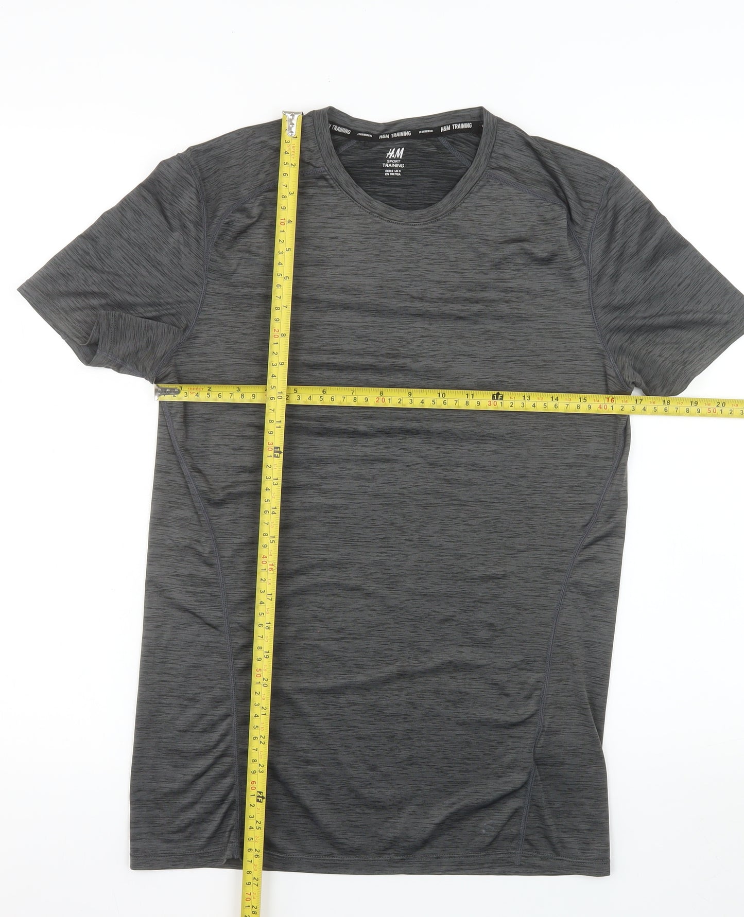 H&M Men Grey Short Sleeve Training T-Shirt Size S Slim Fit