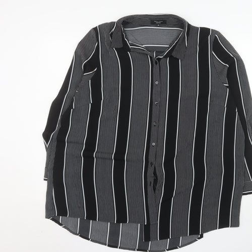 New Look Inspire Women's Black Striped Button-Up Blouse Size 20