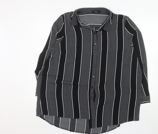 New Look Inspire Women's Black Striped Button-Up Blouse Size 20