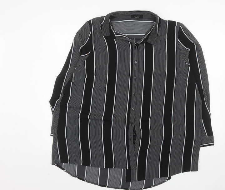 New Look Inspire Women's Black Striped Button-Up Blouse Size 20