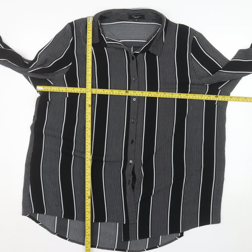 New Look Inspire Women's Black Striped Button-Up Blouse Size 20