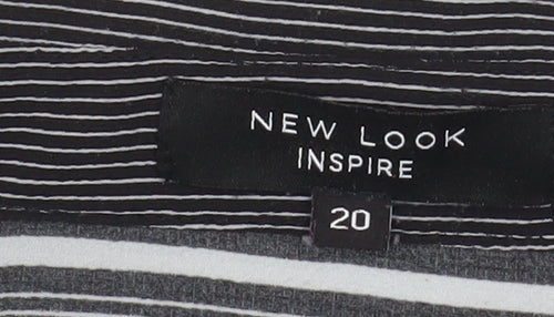 New Look Inspire Women's Black Striped Button-Up Blouse Size 20