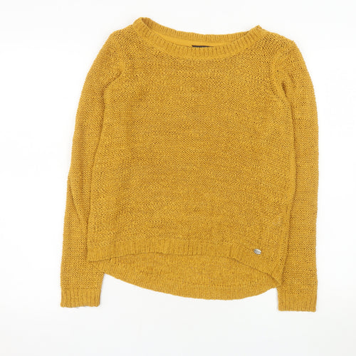ONLY Women Yellow Chunky-Knit Pullover Jumper Size S