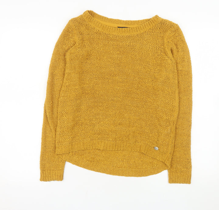 ONLY Women Yellow Chunky-Knit Pullover Jumper Size S