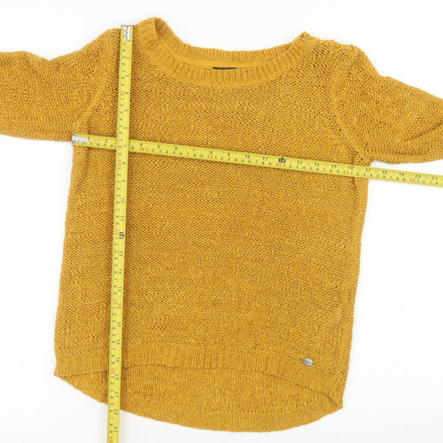 ONLY Women Yellow Chunky-Knit Pullover Jumper Size S