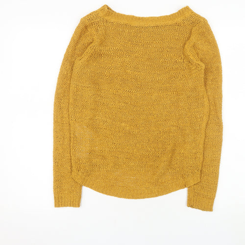 ONLY Women Yellow Chunky-Knit Pullover Jumper Size S