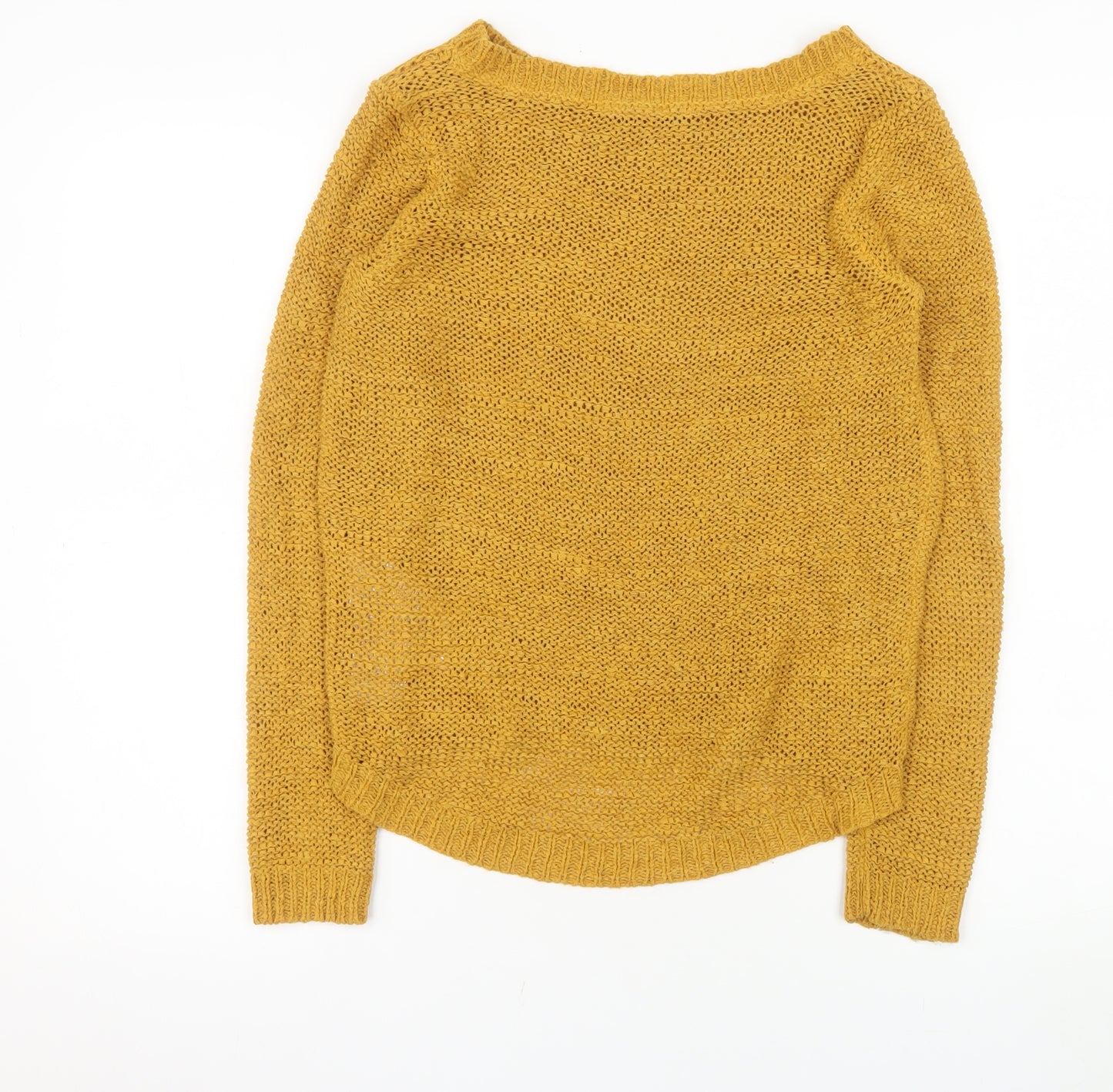ONLY Women Yellow Chunky-Knit Pullover Jumper Size S
