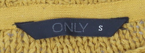 ONLY Women Yellow Chunky-Knit Pullover Jumper Size S
