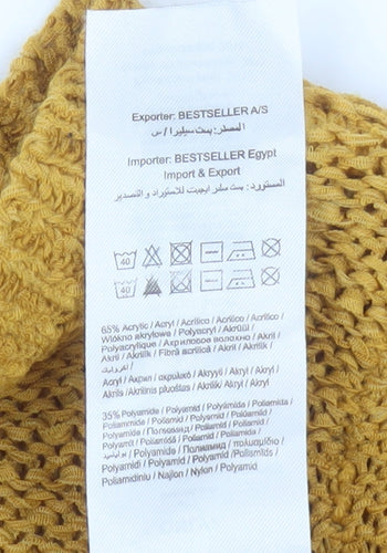 ONLY Women Yellow Chunky-Knit Pullover Jumper Size S