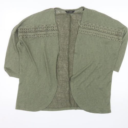 Dunnes Womens Green Crochet Open Knit Cardigan L Relaxed Fit