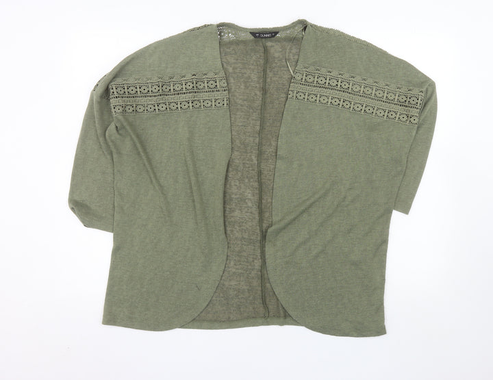 Dunnes Womens Green Crochet Open Knit Cardigan L Relaxed Fit