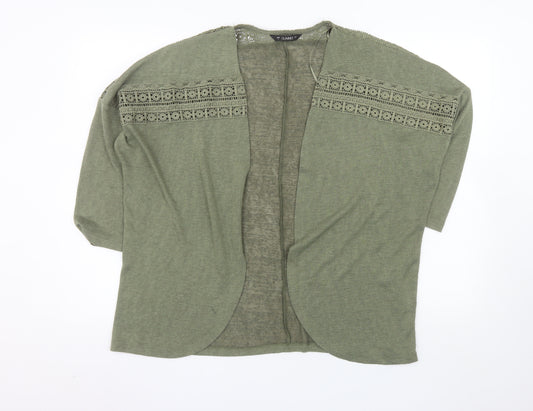 Dunnes Womens Green Crochet Open Knit Cardigan L Relaxed Fit