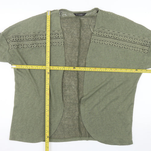 Dunnes Womens Green Crochet Open Knit Cardigan L Relaxed Fit