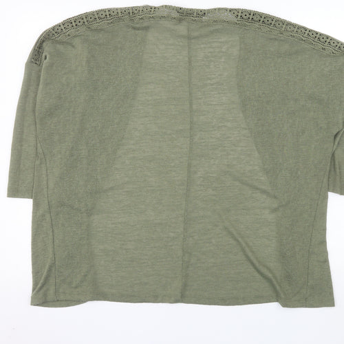 Dunnes Womens Green Crochet Open Knit Cardigan L Relaxed Fit