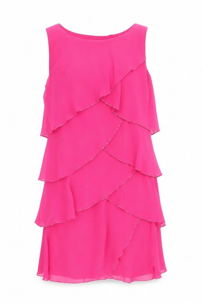 Front view of El Corte Ingles women’s pink short sleeveless shift dress m