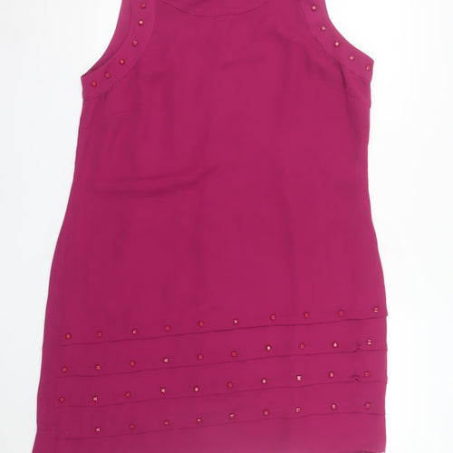 Gallery Women's Pink Shift Dress Size 20 Sleeveless Beaded