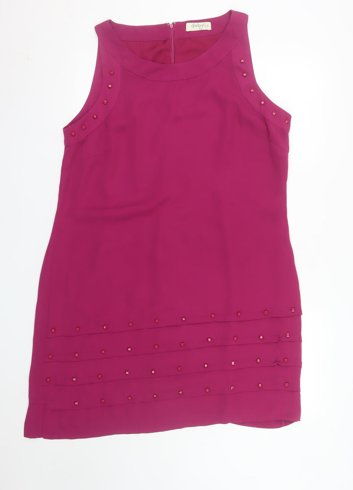 Gallery Women's Pink Shift Dress Size 20 Sleeveless Beaded