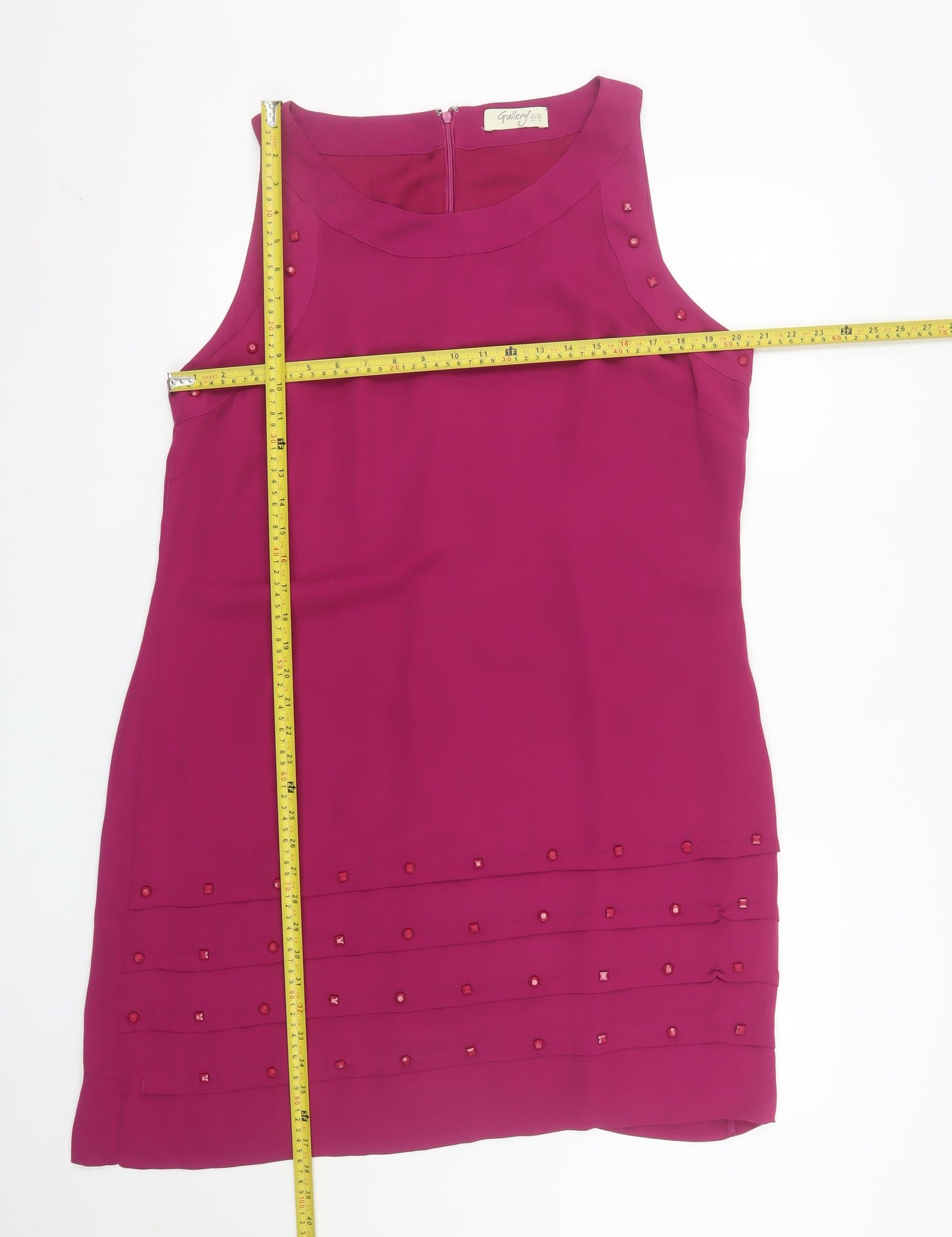 Gallery Women's Pink Shift Dress Size 20 Sleeveless Beaded