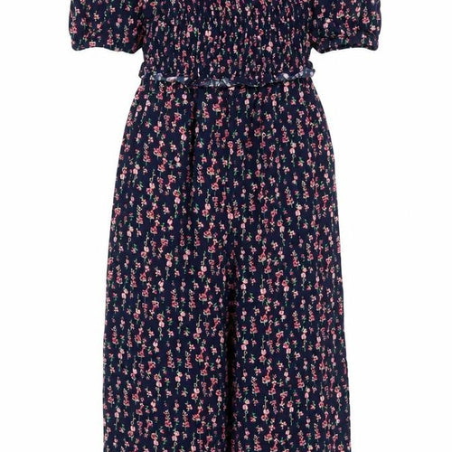 Next Girls Blue Floral Off Shoulder Playsuit Size 8 Years Viscose