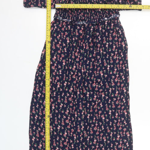 Next Girls Blue Floral Off Shoulder Playsuit Size 8 Years Viscose