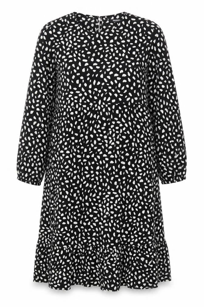 Missguided Women Black Animal Print Midi A-Line Dress Size 14