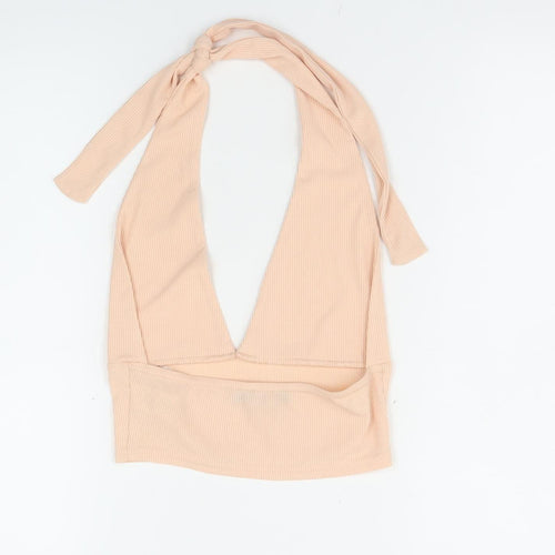 PrettyLittleThing Womens Beige Halter Camisole Crop Top UK 6