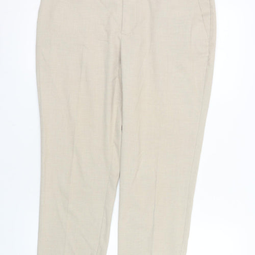 Zara Women Beige Cropped Slim Trousers Size 12