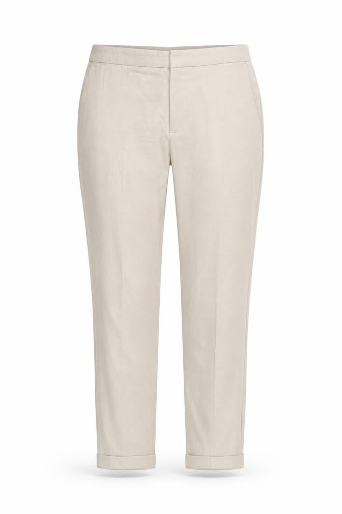 Front view of Zara Women Beige Cropped Slim Trousers, size 12