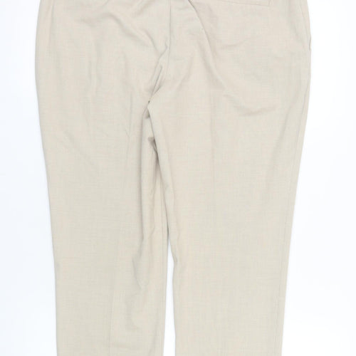 Zara Women Beige Cropped Slim Trousers Size 12