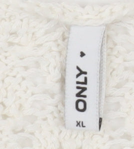 ONLY Women Ivory Open-Knit Cotton Pullover Jumper XL