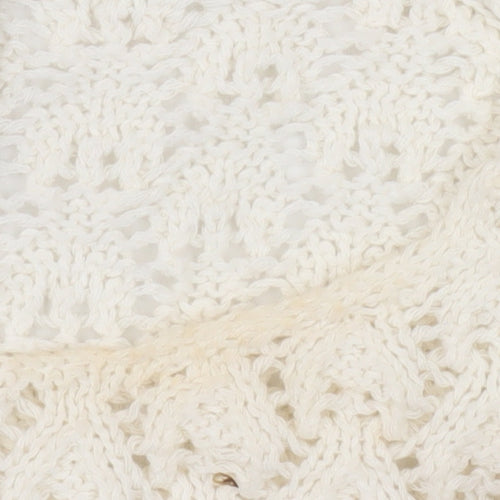 ONLY Women Ivory Open-Knit Cotton Pullover Jumper XL